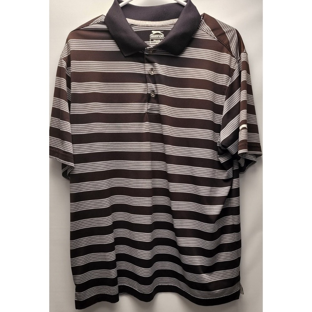 Mens Size XL Slazenger Golf Black Stripe Golf Polo Shirt